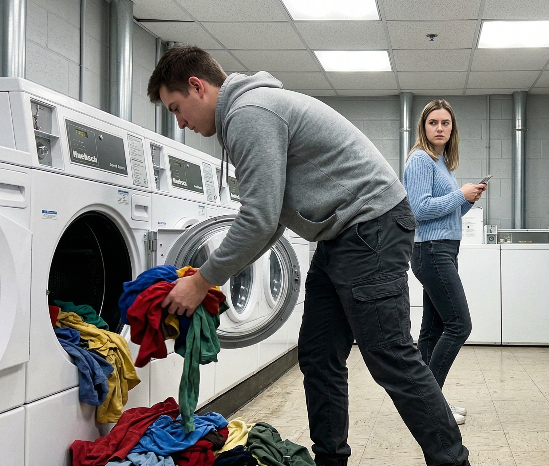 Communal laundry room usage friction scenario